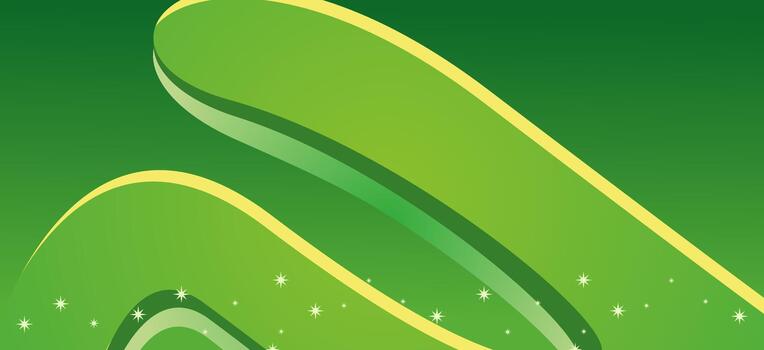 Dynamic abstract background featuring various shades of green, flowing curves, and bright star elements. Ideal for nature, eco-friendly, or festive designs. vector