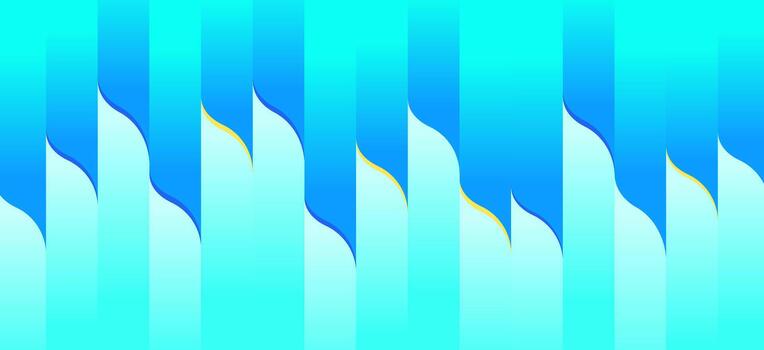 Abstract blue and teal gradient background with modern vertical curved elements and subtle yellow lines. vector