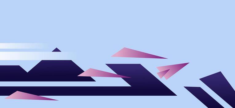 Modern abstract geometric background featuring dynamic blue, purple, and pink triangles and lines, ideal for technology, business presentations, or digital design. vector