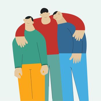Abstract hugging people in modern style. The concept of friendship and togetherness. vector