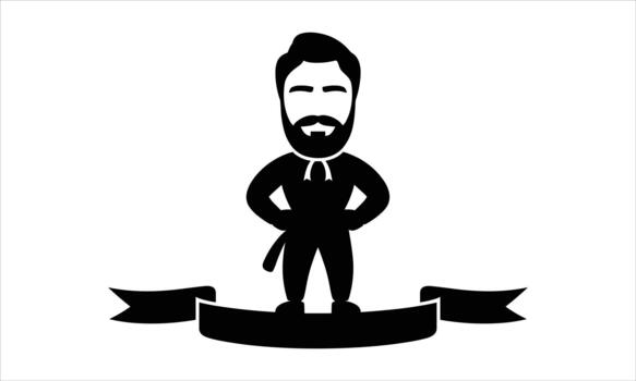 Man with beard cartoon character on banner graphic vector