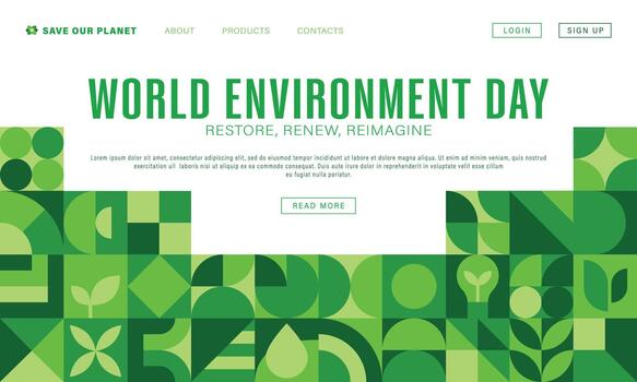 World environment day landing page with pattern vector