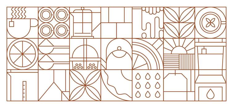 Tea drinks abstract geometric pattern background vector