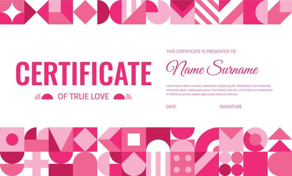 san valentin certificado con rosado estampado frontera vector