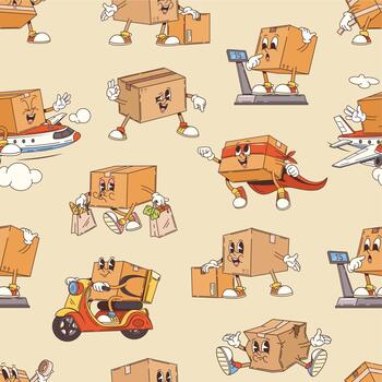 Colorful animated boxes engaged in activities vector