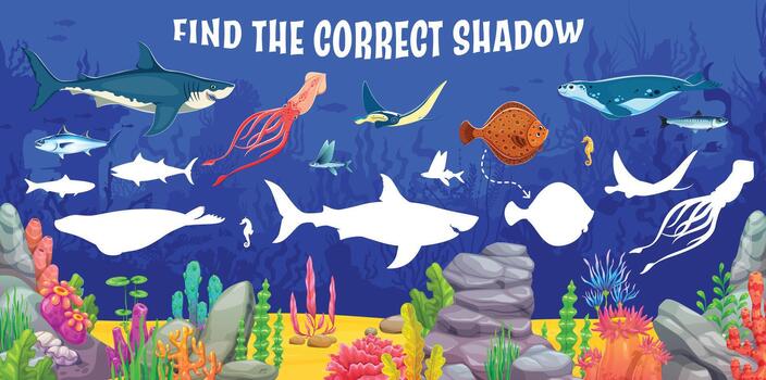 Underwater shadow identification game vector