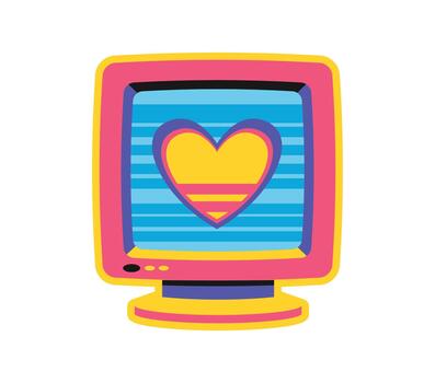 retro computadora crt monitor y2k maravilloso pegatina vector