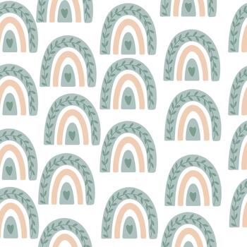 sabio boho arco iris sin costura modelo con caprichoso curvo diseño vector