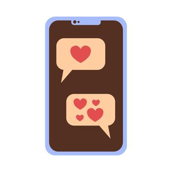 Love pop-up notification. Message with a heart on a mobile phone screen. vector