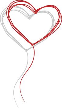 rojo en forma de corazon globo con sombra sin antecedentes. vector