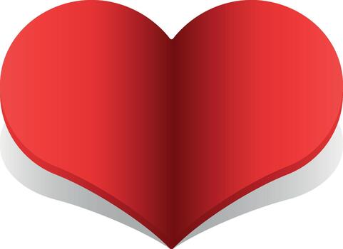 Red heart with soft shading without background. vector