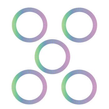 Five Rainbow Gradient Circular Rings Form an Abstract Geometric Pattern for Design Project vector
