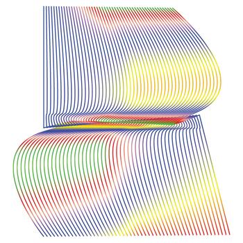 Colorful Gradient Curved Lines Forming Abstract Geometric Shape in Modern Design vector