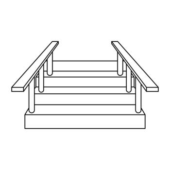 Outdoor Wooden Stairs with Handrails Illustration. Ideal for architectural projects, construction guides, home improvement tutorials, safety instructions and design presentations. vector