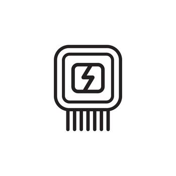 Energy Efficient Microchip Icon with Power Symbol vector