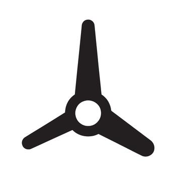 Abstract black threebladed propeller or wind turbine rotor icon symbolizing renewable energy sustainable power generation and efficient technology in a clean modern design vector