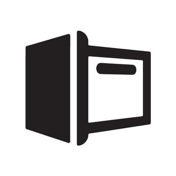 Simple black and white icon depicting an open file cabinet drawer symbolizing efficient document access and organized data storage for modern office management and digital interfaces vector