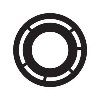 Abstract black and white circular progress indicator icon visualizing data processing and loading status in a clean digital interface representing modern technology and analytical concepts vector