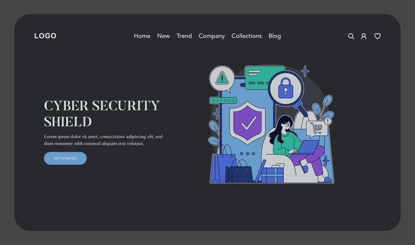 ciber seguridad proteger ilustración en sitio web vector