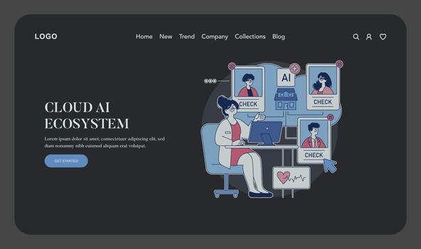 nube ai ecosistema ilustración con interfaz vector