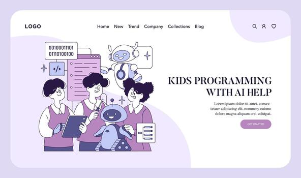 niños aprendizaje programación con ai robot ilustración vector