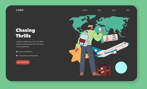 Traveler planning global adventures vector