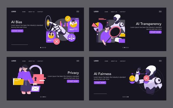 AI concepts including bias and fairness vector