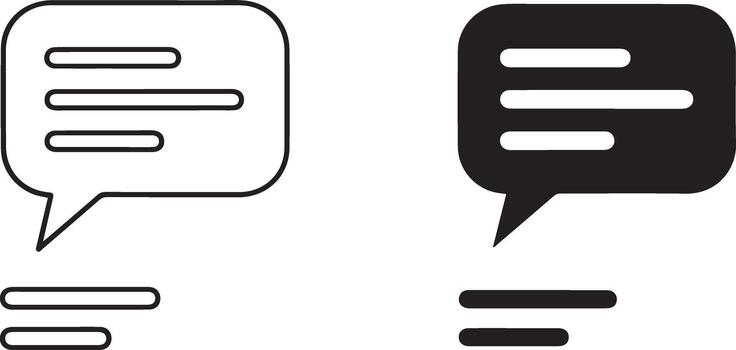 Outline and Filled Speech Bubbles with Message Lines Icons chat communication vector