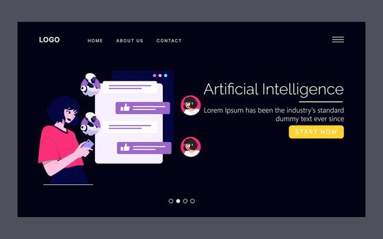 User interacting with AI tools interface vector