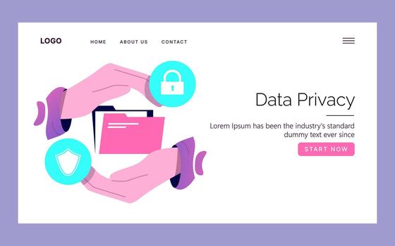 Hands protecting data privacy symbol vector