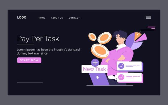 pagar por tarea web página diseño con ilustración vector