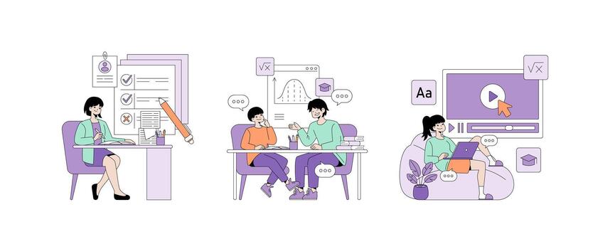 Illustration of diverse study methods vector