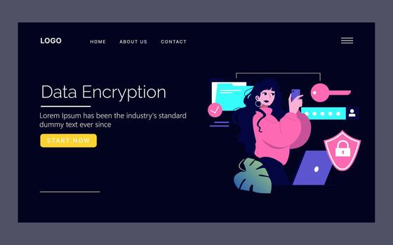 mujer atractivo con datos cifrado ilustración vector