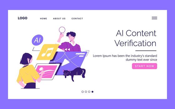 AI content verification platform illustration vector