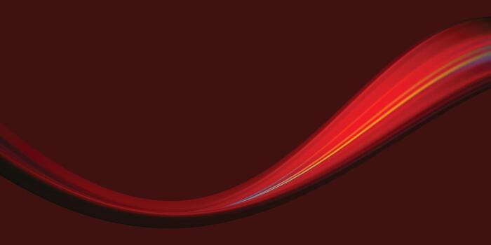 Abstract dynamic red light wave flowing smoothly across a dark maroon background, representing energy, motion, or digital data stream vector