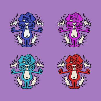 multi color standing rabbit cool and unique for brand needs vector