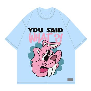 you said what design tshirt rabbit character with 3 eyes and opening mouth talking for tshirt print vector