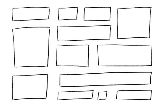 Crayon frame border with doodle box shape and rough texture. vector