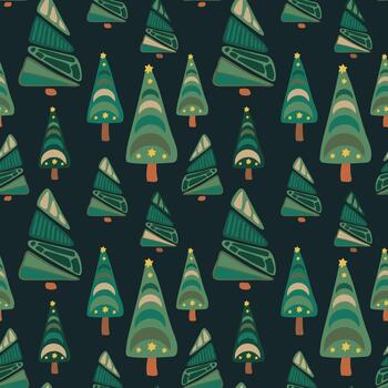 Navidad arboles sin costura modelo. minimalista geométrico resumen pino arboles modelo para envase papel, telas, Días festivos diseños y tarjetas vector