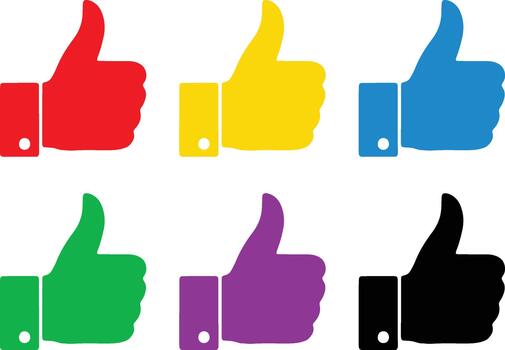 Colorful thumbs up icons for approval rating systems design projects and interfaces vector