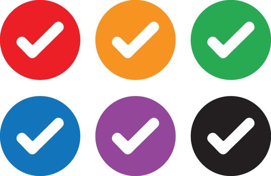 vistoso circulo cheque íconos para aprobaciones, tarea recordatorios, aplicaciones, marca, y diseño proyectos vector