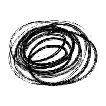 Grungy black ink scribbling an abstract chaotic circle doodle vector