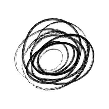 Abstract black scribble chaotic circle hand drawn design vector