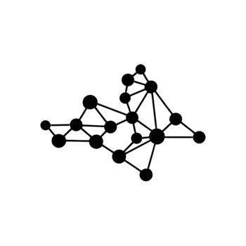Abstract network of connected black nodes and lines vector