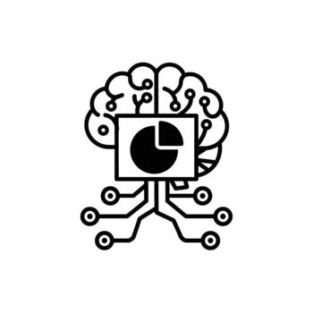 artificial inteligencia cerebro con datos análisis gráfico icono vector