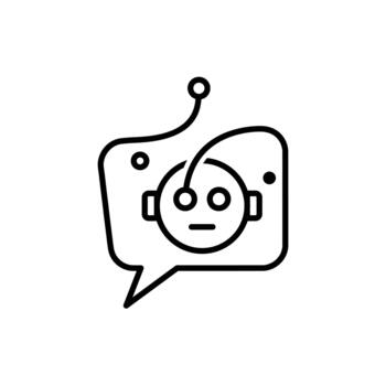 chatbot icono con un robot cara dentro un habla burbuja vector