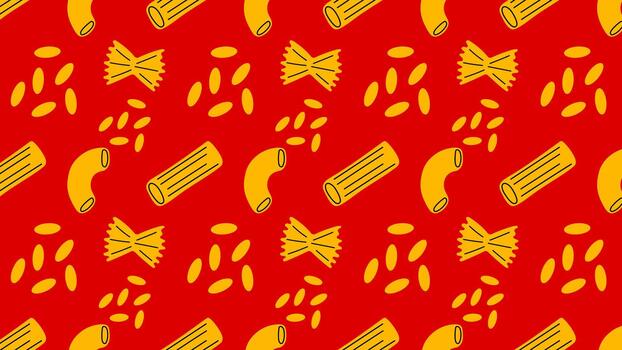 pasta tile pattern with bold outlined shapes, retro Mediterranean mood, ideal for wallpapers, aprons, menu backgrounds and fabric prints. vector