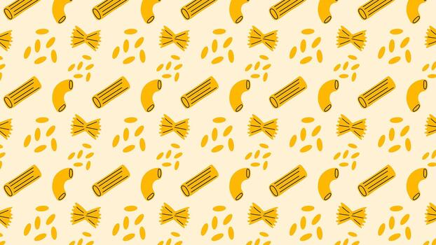 Artistic pasta tile pattern with bold outlined shapes, retro Mediterranean mood, ideal for wallpapers, aprons, menu backgrounds and fabric prints. vector