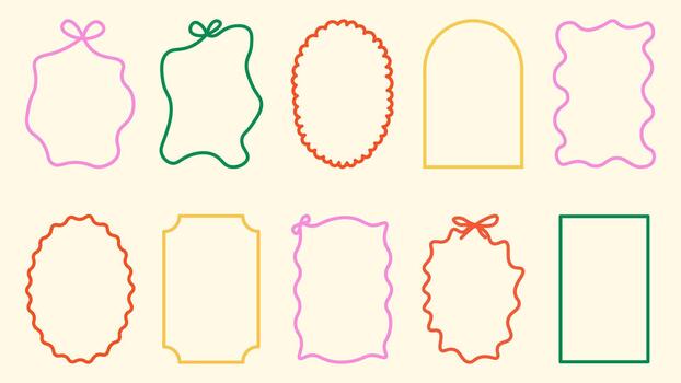 frame set with curved edges and funky shapes. Perfect for notes, posters, stickers and retro-inspired layouts vector