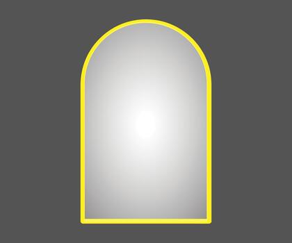 Arched mirror with yellow frame on gray background vector